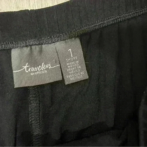 Chico’s Travelers Pants Black Ribbed Stretchy Pull On Acetate Size 1 (M) Short - Picture 4 of 6
